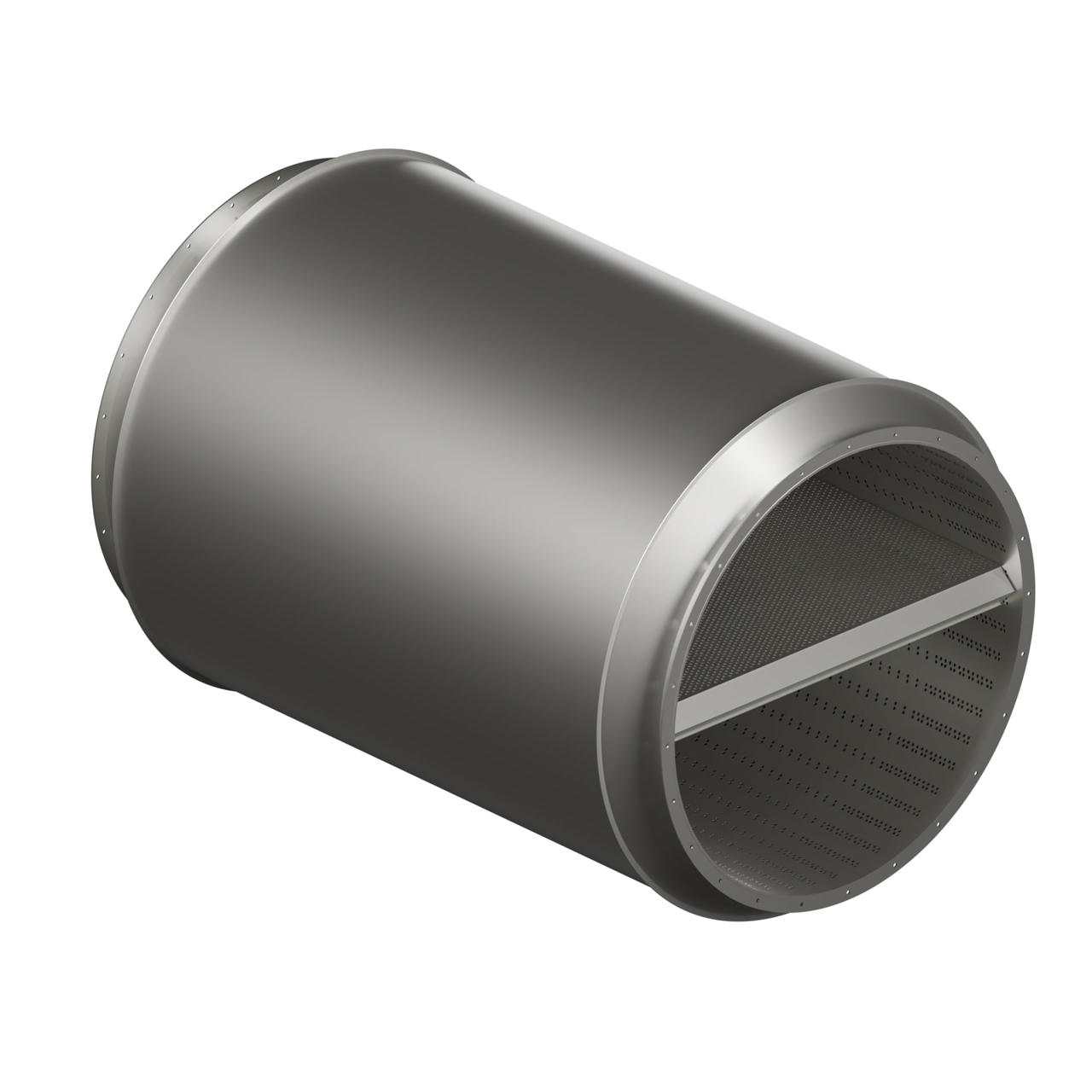 Pipe Silencer with Baffle and Flanges